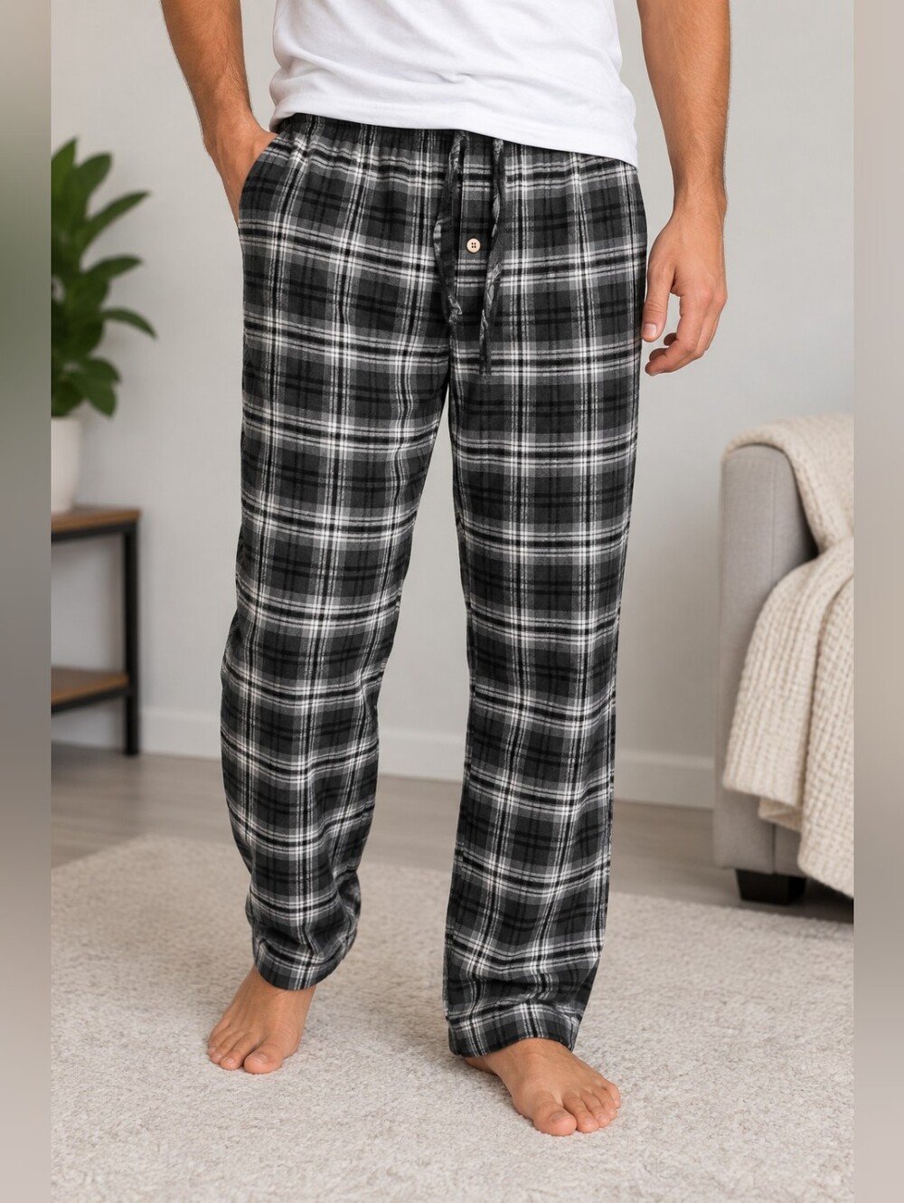 Canada Athletics Men's XL Black Plaid Pajama Lounge Pants